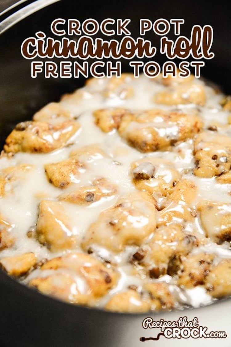 Crockpot Cinnamon Roll With French Toast Recipe: Are you looking for the perfect crock pot recipe for a busy holiday morning or the everyday? THIS. This Crock Pot Cinnamon Roll French Toast is one of my all-time favourite breakfast (and dessert) recipes!