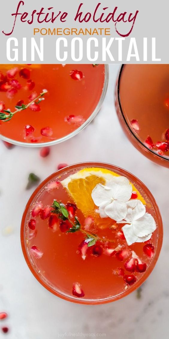 Festive Holiday Pomegranate Gin Cocktail